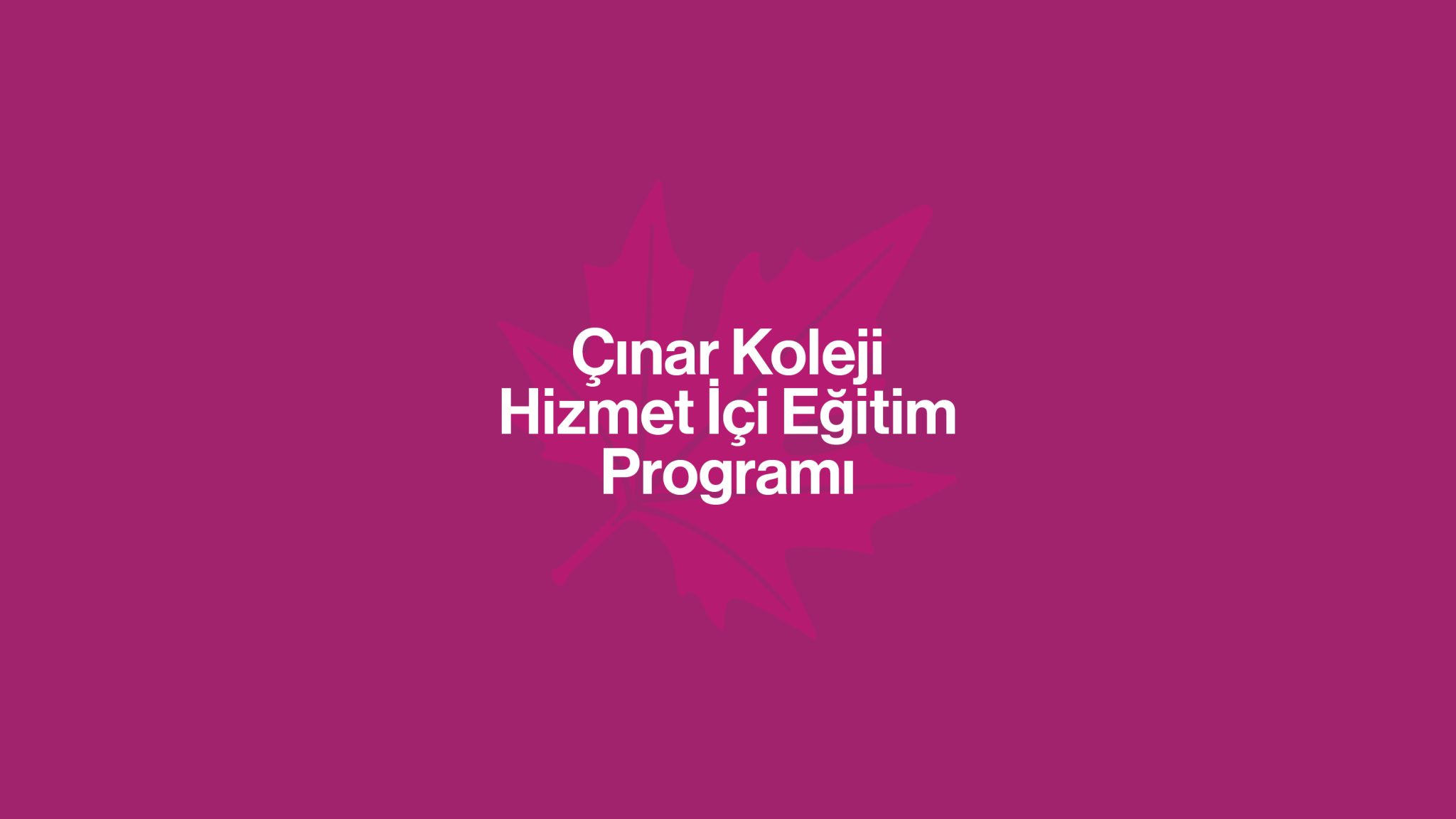Çınar Koleji Hizmet İçi Eğitim Programı